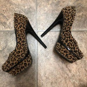 Leopard Platform Stiletto Pumps